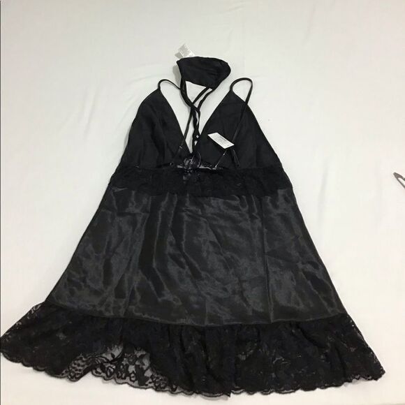 Black Widow Black 2-Piece Lingerie Teddie Thong Set New With Tag Size Medium - Picture 2 of 6